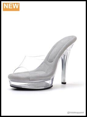 Women's Clear Platform Stiletto Heels Open Toe Ankle Strap Sandals
